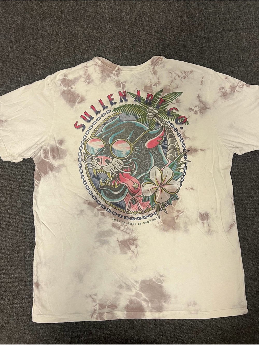 Sullen Art Collective XL Tie Dye Tiger Tattoo Graphic Tee